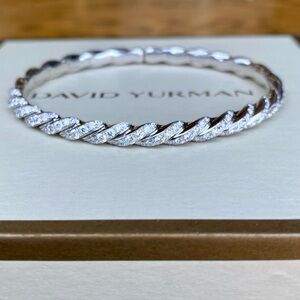 NEW David Yurman 5mm size SMALL diamond pave flex 18k cuff